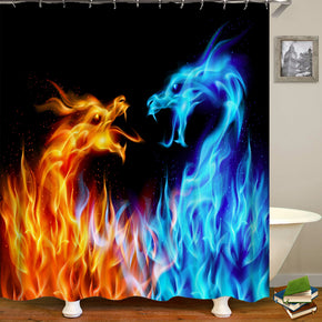 fire shower curtains fabric cool colorful polyester cloth print bathroom curtains