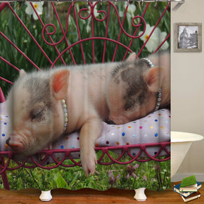 pig shower curtains fabric cute pink polyester cloth print bathroom curtains