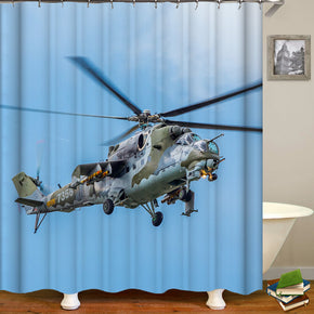 Helicopter shower curtains fabric cool blue polyester cloth print bathroom curtains