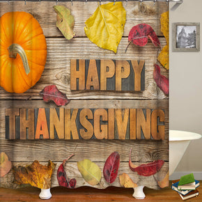 thanksgiving day shower curtains fabric funky orange polyester cloth print bathroom curtains