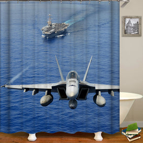aircraft shower curtains fabric cool blue polyester cloth print bathroom curtains