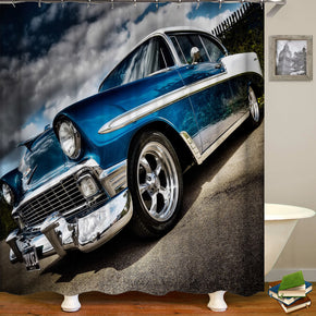car shower curtains fabric cool blue polyester cloth print bathroom curtains