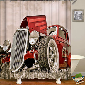 car shower curtains fabric Human skeleton red polyester cloth print bathroom curtains