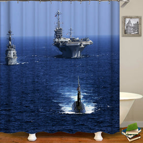 sea shower curtains fabric modern blue polyester cloth print bathroom curtains