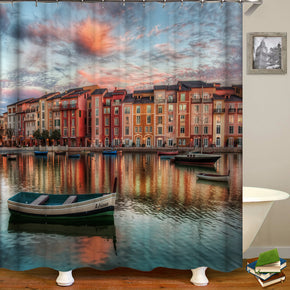boat shower curtains fabric elegant teal polyester cloth print bathroom curtains