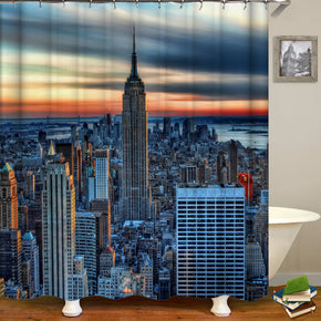 building shower curtains fabric modern blue polyester cloth print bathroom curtains