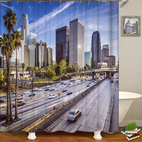 city shower curtains fabric modern blue polyester cloth print bathroom curtains