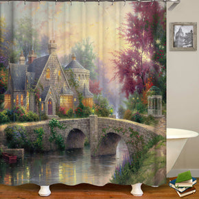 rustic shower curtains fabric Human skeleton colorful polyester cloth print bathroom curtains