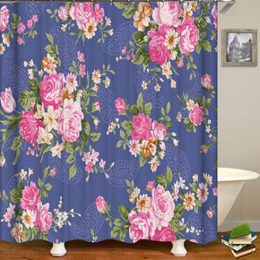 flower shower curtains fabric elegant purple polyester cloth print bathroom curtains