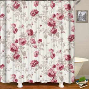 flower shower curtains fabric simplicity white polyester cloth print bathroom curtains