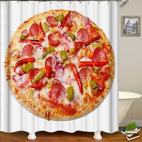 Pizza shower curtains fabric modern red polyester cloth print bathroom curtains