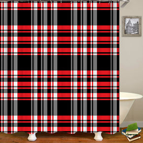 lattice shower curtains fabric Human skeleton red polyester cloth print bathroom curtains