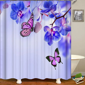 butterfly shower curtains fabric elegant blue polyester cloth print bathroom curtains