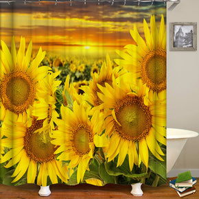 sunflower shower curtains fabric Human skeleton yellow polyester cloth print bathroom curtains