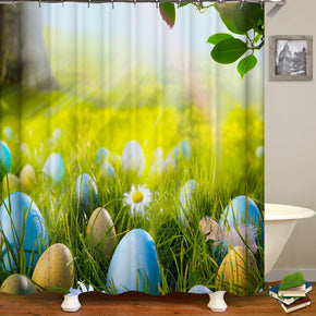 Grass shower curtains fabric Human skeleton green polyester cloth print bathroom curtains