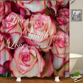 rose shower curtains fabric elegant pink polyester cloth print bathroom curtains