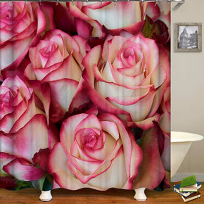 rose shower curtains fabric elegant pink polyester cloth print bathroom curtains