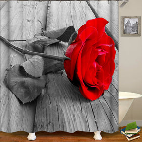 rose shower curtains fabric cool red polyester cloth print bathroom curtains
