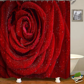 rose shower curtains fabric Human skeleton red polyester cloth print bathroom curtains