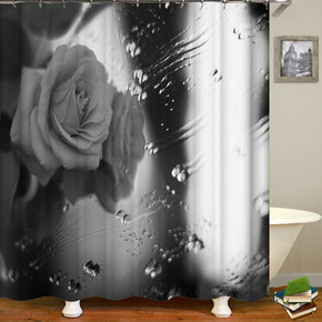 rose shower curtains fabric cool grey polyester cloth print bathroom curtains