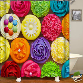 cakes shower curtains fabric foods colorful polyester cloth print bathroom curtains