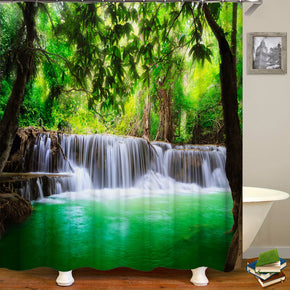 tree shower curtains fabric elegant green polyester cloth print bathroom curtains