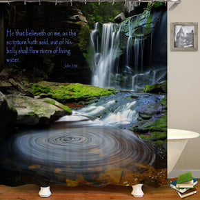 Waterfall shower curtains fabric Human skeleton green polyester cloth print bathroom curtains