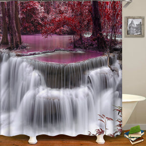 Waterfall shower curtains fabric Human skeleton purple polyester cloth print bathroom curtains