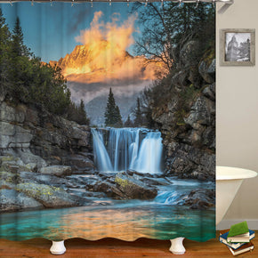 Waterfall shower curtains fabric Human skeleton colorful polyester cloth print bathroom curtains