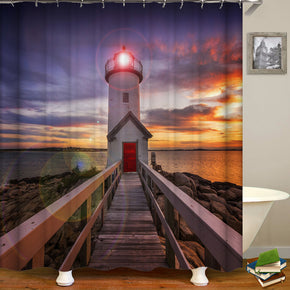 lighthouse shower curtains fabric Human skeleton purple polyester cloth print bathroom curtains