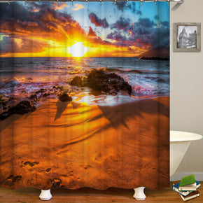 Seaside shower curtains fabric cool colorful polyester cloth print bathroom curtains