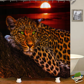 Leopard shower curtains fabric awesome orange polyester cloth print bathroom curtains