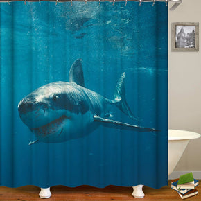 Shark shower curtains fabric awesome teal polyester cloth print bathroom curtains