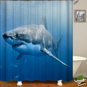 Shark shower curtains fabric awesome teal polyester cloth print bathroom curtains