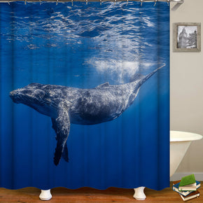 seafloor animal shower curtains fabric Human skeleton teal polyester cloth print bathroom curtains