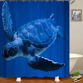 Sea turtle shower curtains fabric Human skeleton blue polyester cloth print bathroom curtains
