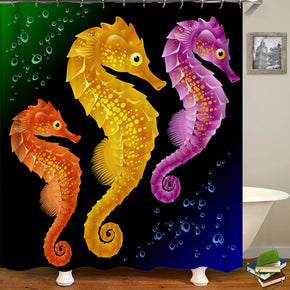 hippocampi shower curtains fabric cute colorful polyester cloth print bathroom curtains