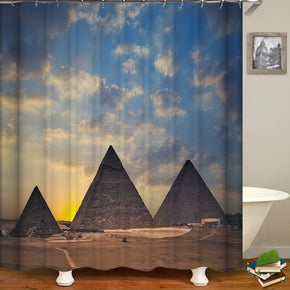 Pyramid shower curtains fabric Human skeleton blue polyester cloth print bathroom curtains