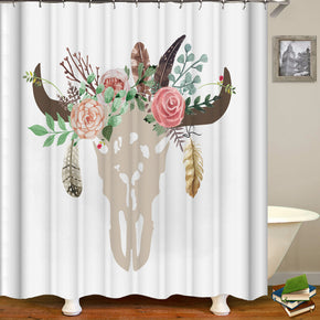 flower shower curtains fabric Human skeleton white polyester cloth print bathroom curtains