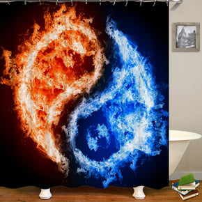 fire shower curtains fabric cool colorful polyester cloth print bathroom curtains
