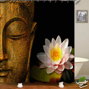 Lotus shower curtains fabric Human skeleton gold polyester cloth print bathroom curtains