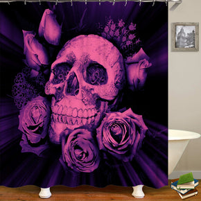 Human skeleton shower curtains fabric awesome Rose red polyester cloth print bathroom curtains