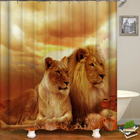Lion shower curtains fabric awesome gold polyester cloth print bathroom curtains