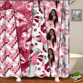 flower shower curtains fabric elegant pink polyester cloth print bathroom curtains
