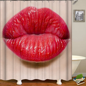 mouth shower curtains fabric simplicity red polyester cloth print bathroom curtains