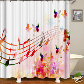Note shower curtains fabric elegant pink polyester cloth print bathroom curtains