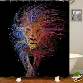 Lion shower curtains fabric funny black polyester cloth print bathroom curtains
