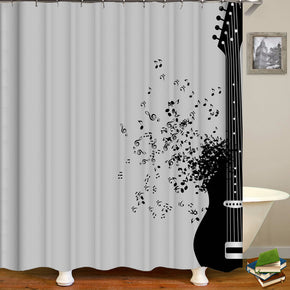 Note shower curtains fabric simplicity white polyester cloth print bathroom curtains