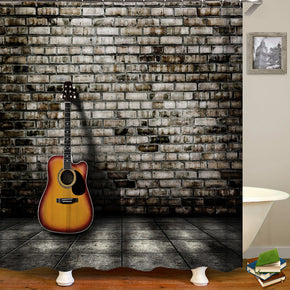 guitar shower curtains fabric modern black polyester cloth print bathroom curtains