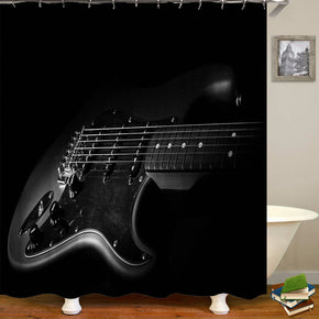 guitar shower curtains fabric Human skeleton black polyester cloth print bathroom curtains